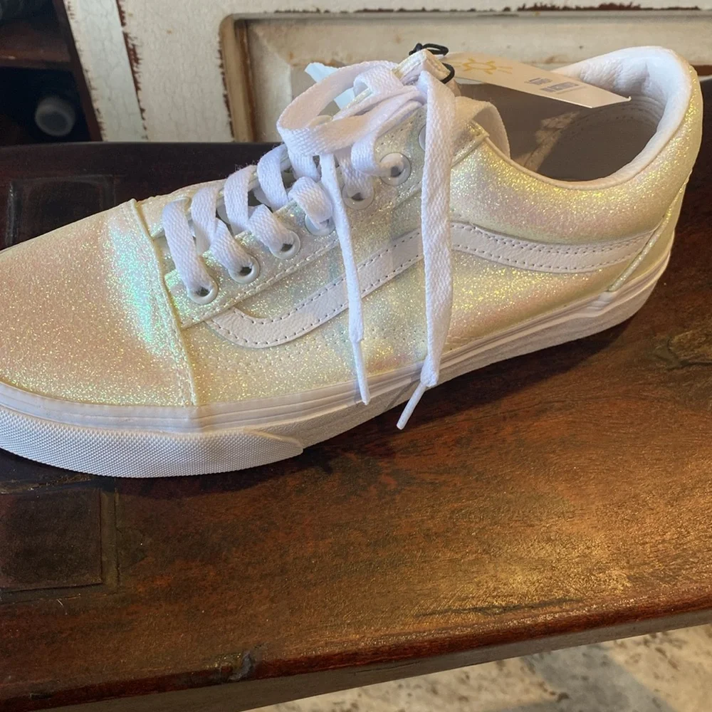 Vans Men's Old Skool Sneaker, (UV Glitter) Pink/True White, Size - Picture 5 of 6